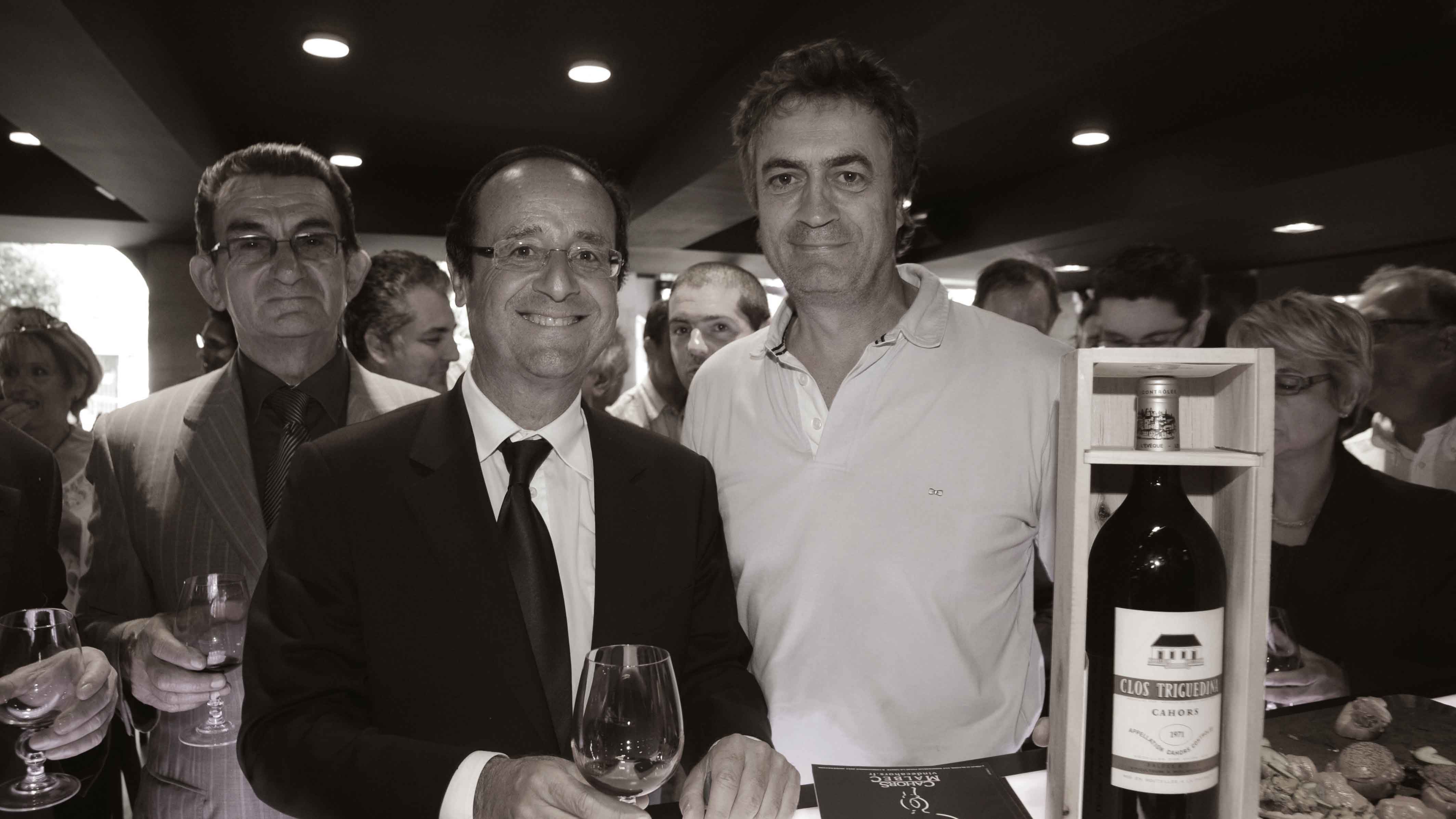 法國前總統歐蘭德與Clos Triguedina酒莊莊主Jean-Luc BALDÈS。