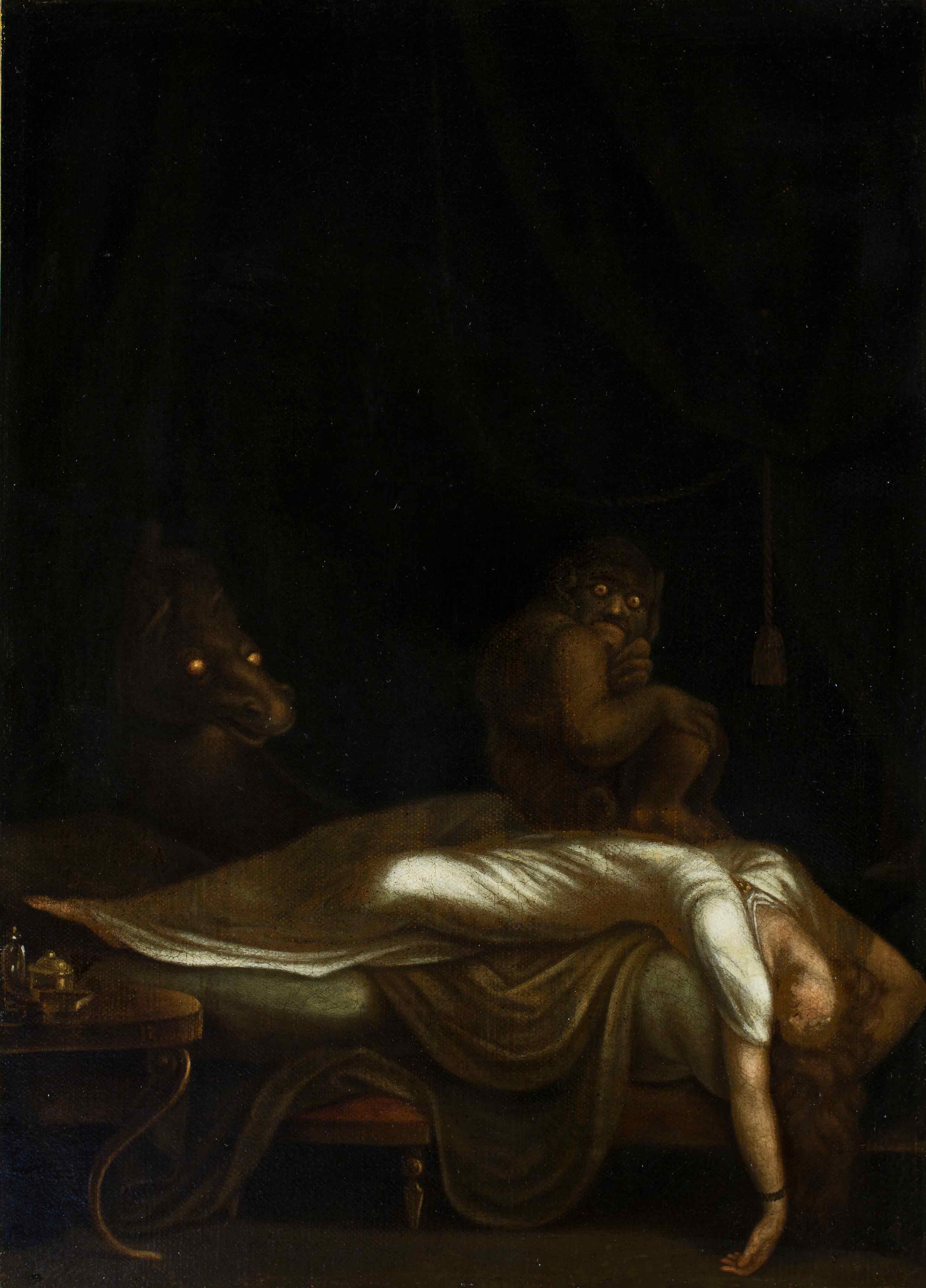 Johann Heinrich Füssli (1741 – 1825), Le Cauchemar, après 1782, huile sur toile, 31,5 × 23 cm, photo : Frances Lehman Loeb Art Center, Vassar, Poughkeepsie, NY / Art Resource, NY