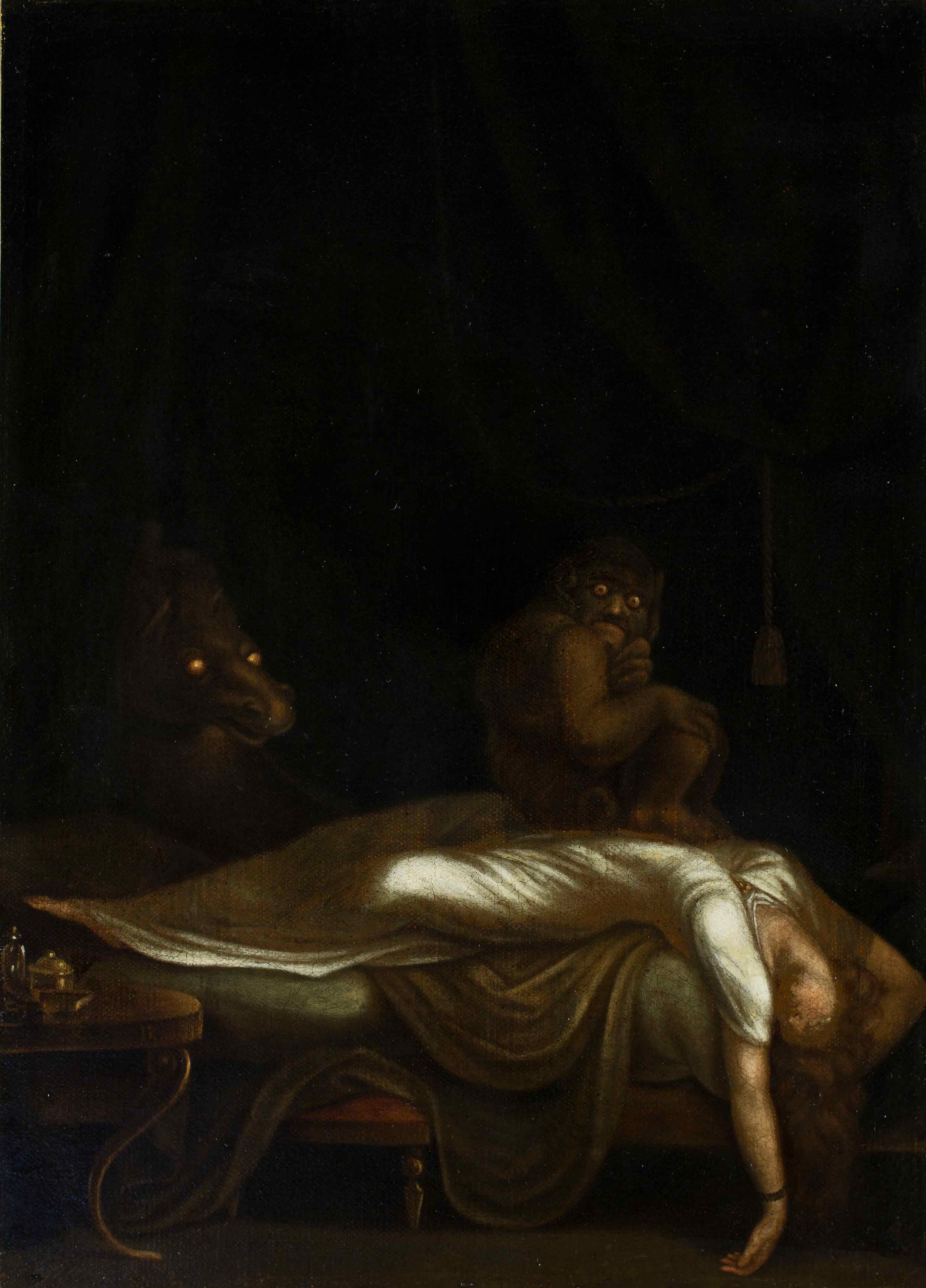 Johann Heinrich Füssli (1741 – 1825), Le Cauchemar, après  1782, huile sur toile, 31,5 × 23 cm, 