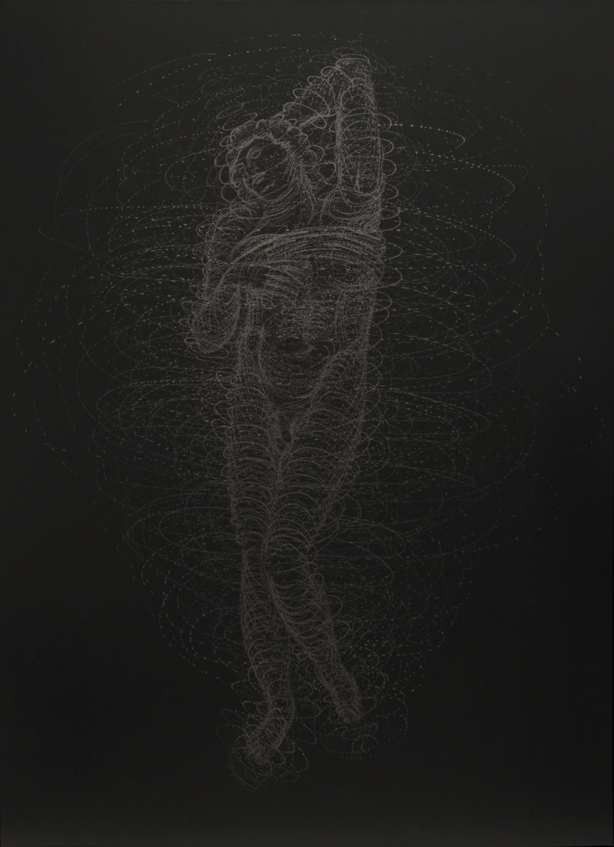 The Slave, 2013, Graphics stamped with a drill on canvas, 207 x 154.3cm  ©Galerie Loft Paris