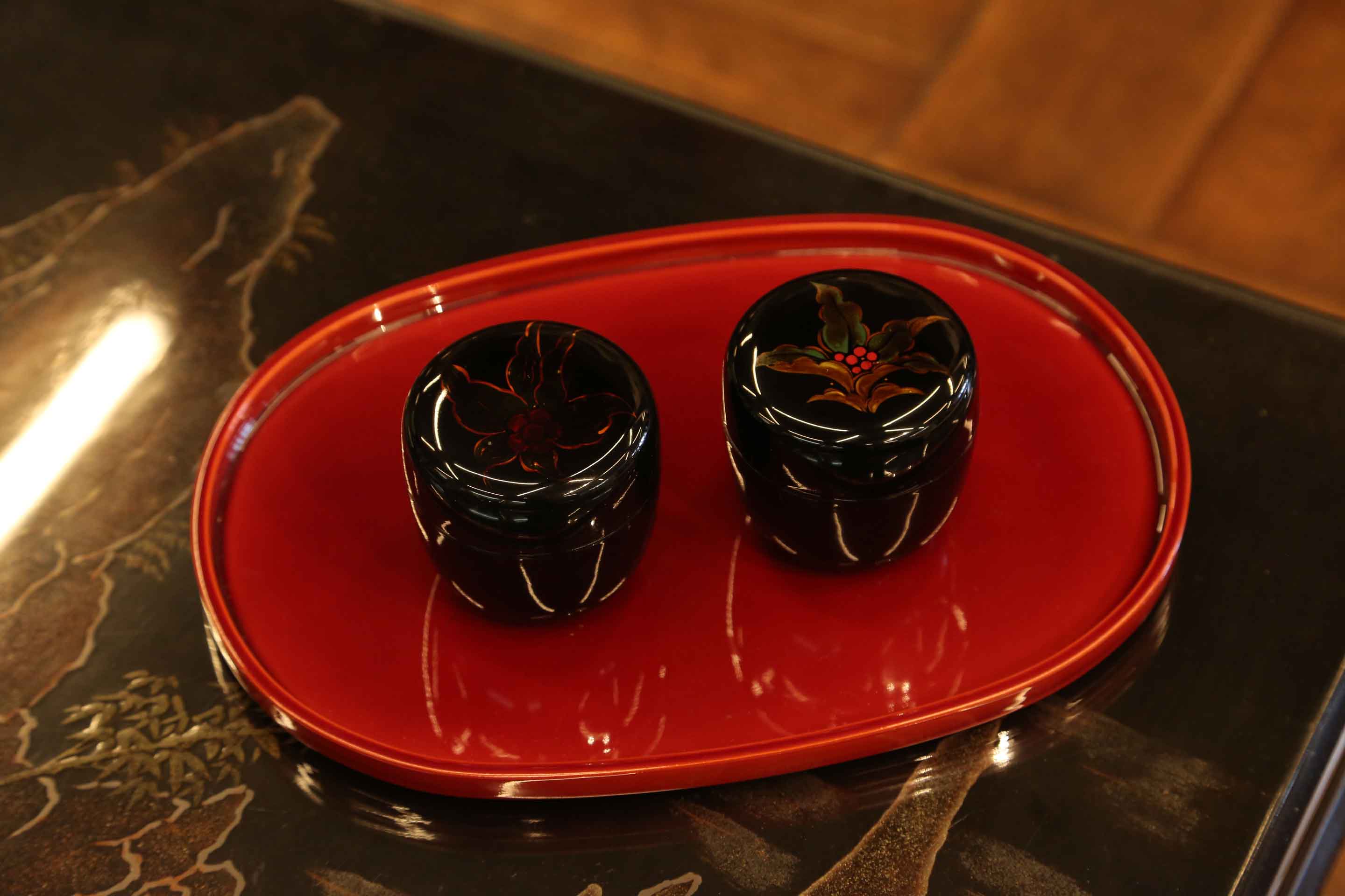 八雲塗り 漆盆 時代 八雲塗盆五枚 時代 八雲塗盆五枚